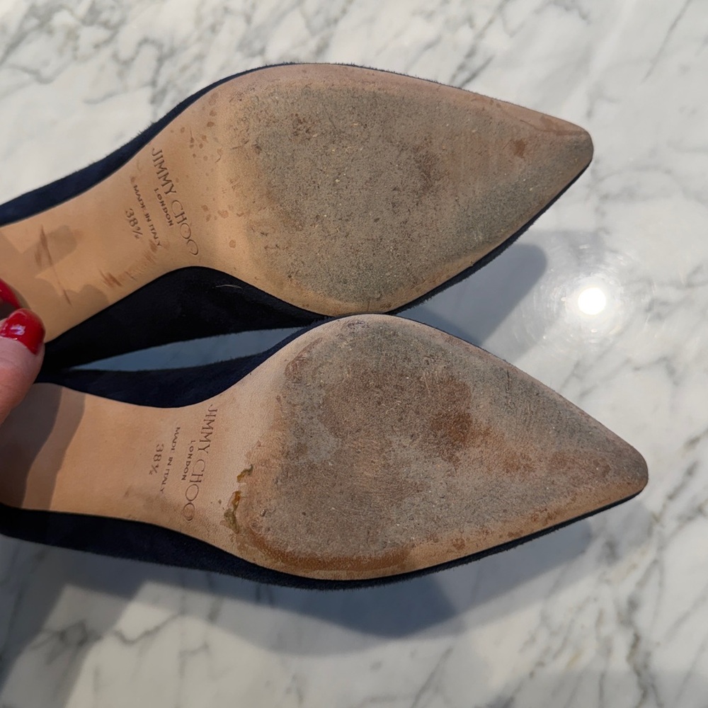JIMMY CHOO Romy 100 Suede Pumps,
Navy Blue 38.5 - Picture 11 of 17